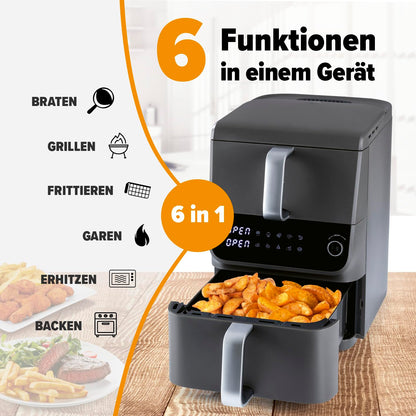 GOURMETmaxx FryUp Doppelkammer Heissluftfritteuse – 10 L MultiSize