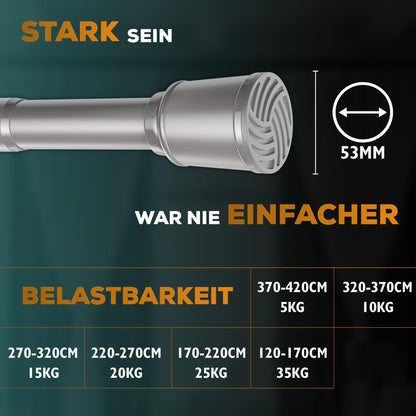 MEISENBERG Teleskopstange ohne Bohren, 270–320 cm, Grau, Ø 32 mm