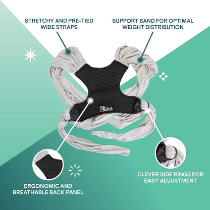 Koala Babycare Babytragetuch Neugeborene - Hellgrau bis 9kg