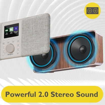 MangoKit MD5 Stereo DAB+ Radio mit Bluetooth, Farbdisplay, Walnuss