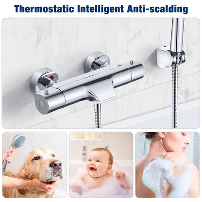 Solepearl Wasserfall Badewannen-Duscharmatur Thermostat Chrom