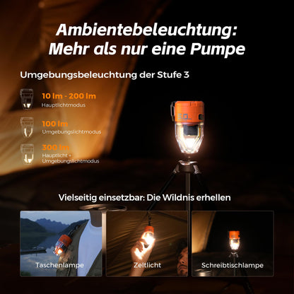 FLEXTAILGEAR MAX Pump 3 Tragbare Luftpumpe mit Licht, Orange
