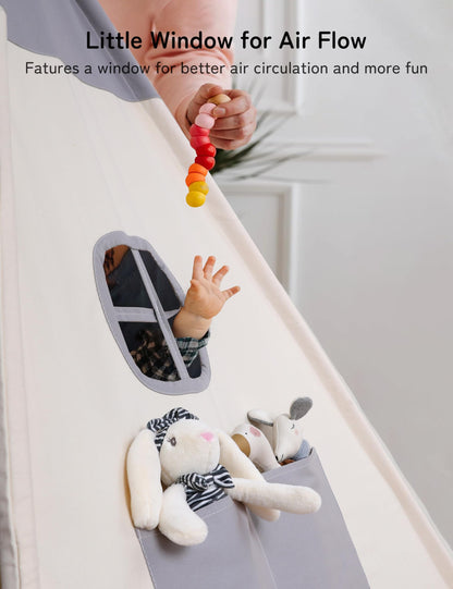 besrey Tipi Kinderzelt Spielzelt – Baumwolle Indoor Outdoor Lichter Matte