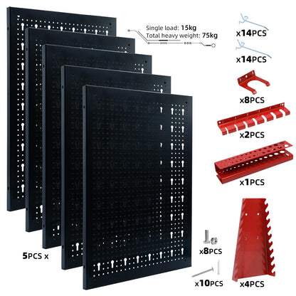 CCLIFE Werkzeug Lochwand Set Metall – 66-teilig, 200x60cm, schwarz