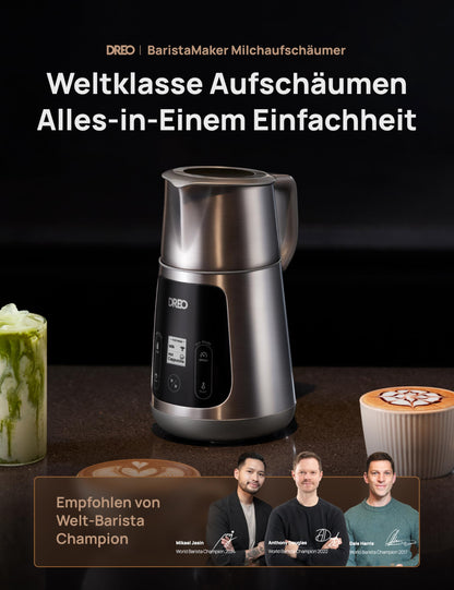 DREO Milchaufschäumer Elektrisch DR-KMF001, All-in-1 mit LED-Anzeige