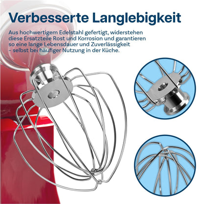 MMOBIEL Schneebesen, Flachrührer & Knethaken Set für KitchenAid