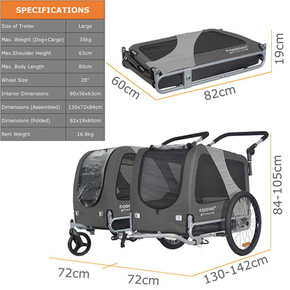 Tiggo DOGGYHUT Premium Large Hundefahrradanhänger 2in1 bis 35 kg