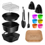Zorenlepo Airfryer Zubehör Set 15-teilig für Philips XXL & Ninja mit Silikonbackform und Grillrost aus Edelstahl