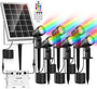 MEIKEE Solarstrahler für Aussen, RGB mit Fernbedienung, 6 Stück mit Solarpanel und Erdspiess für Garten und Wege