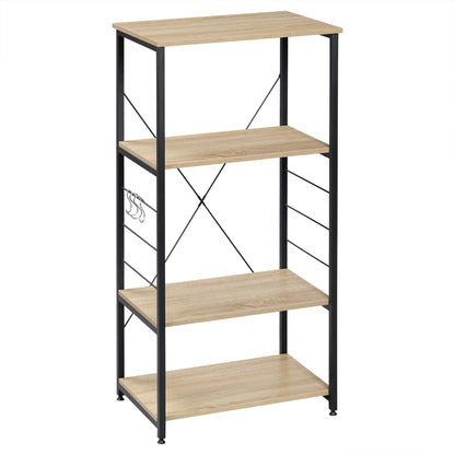 WOLTU Küchen Standregal Holz Stahl - 4 Ablagen Hell Eiche Schwarz
