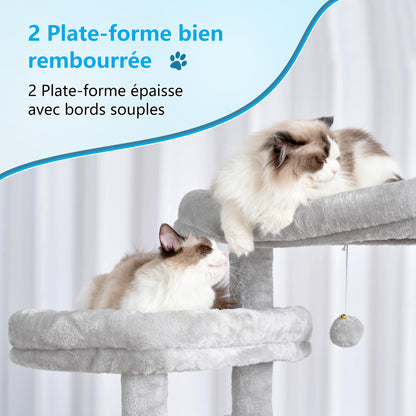 Hey-brother Kratzbaum XXL Kletterbaum - 188 cm Hellgrau MPJ035-MW