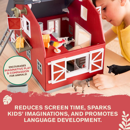 Terra by Battat Großer Pferdestall Bauernhof Holz Scheune - 20 Teile