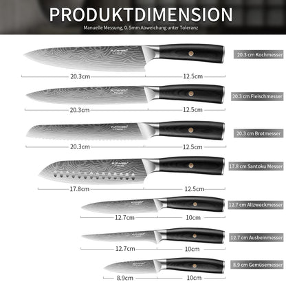 FUTHVWIN Profi Messerset Küchenmesser Set 7-teilig – Carbon Edelstahl
