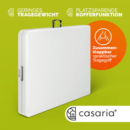 Casaria Klappbarer Gartentisch Kunststoff Wetterfest 183x76cm Weiss