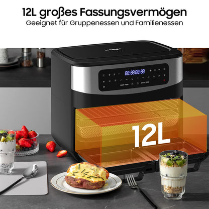 iceagle Heissluftfritteuse 12L Doppelkammer Airfryer KDF-5511DTW