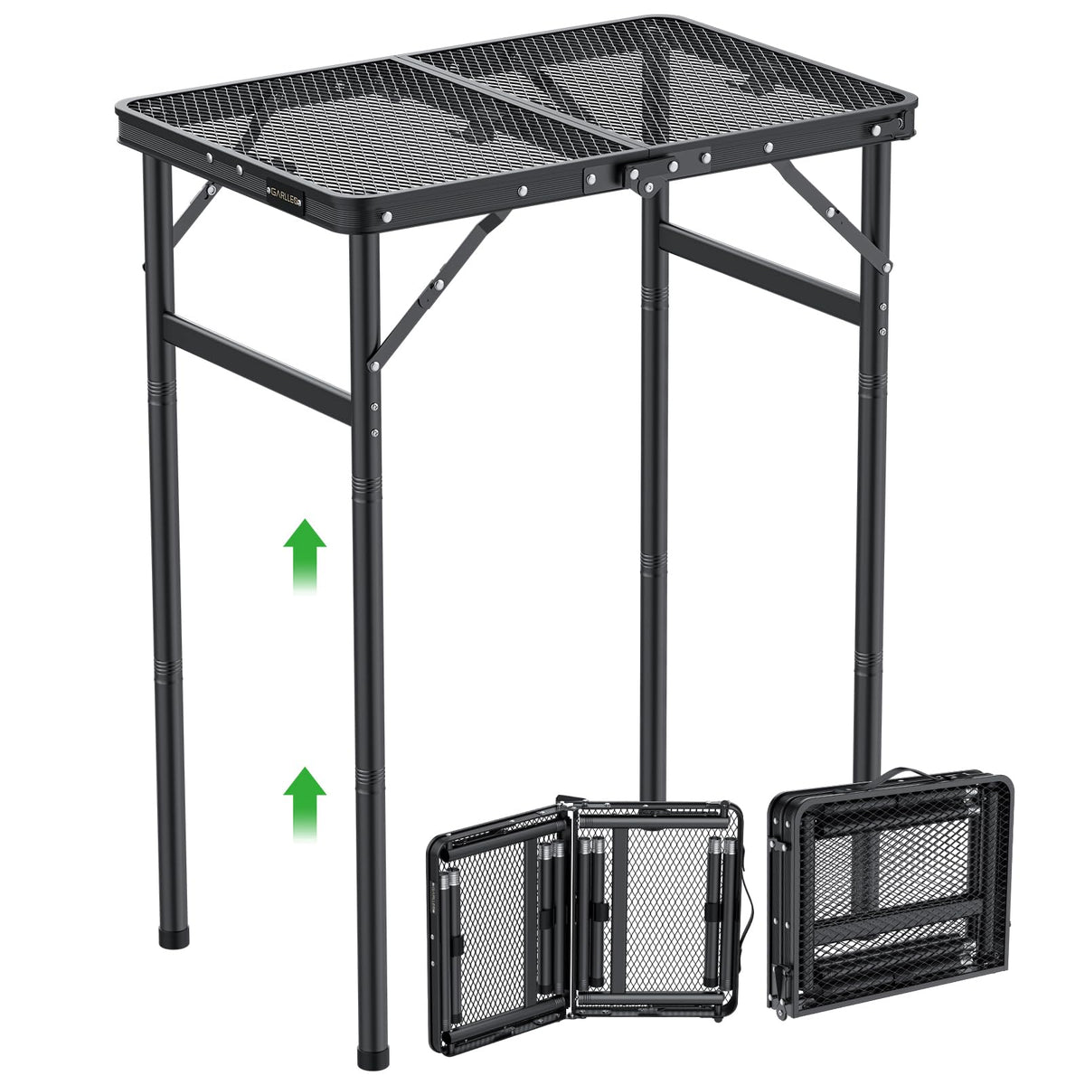 GARLLEN Grilltisch klappbar, Campingtisch 60 x 40 cm, höhenverstellbar, Aluminiumgestell, Mesh-Tischplatte