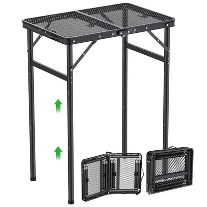 GARLLEN Grilltisch klappbar, Campingtisch 60 x 40 cm, höhenverstellbar, Aluminiumgestell, Mesh-Tischplatte