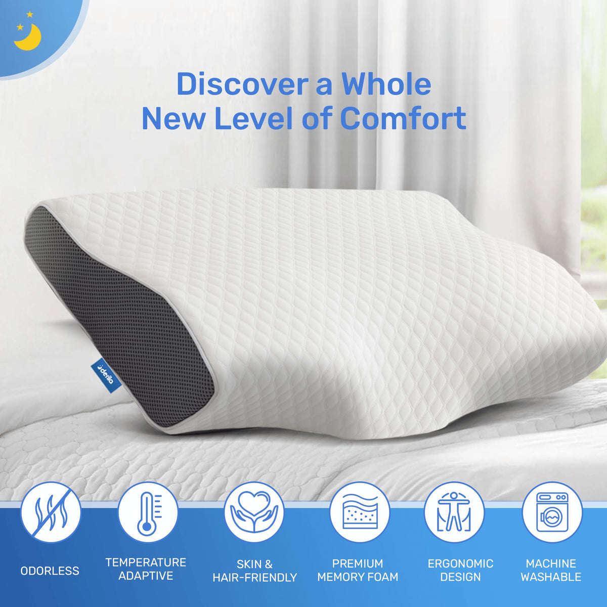Derila King Nackenkissen Memory Foam 60 x 34 cm –