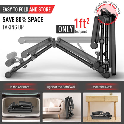 JOROTO MD35 Verstellbare Hantelbank - Klappbare Trainingsbank