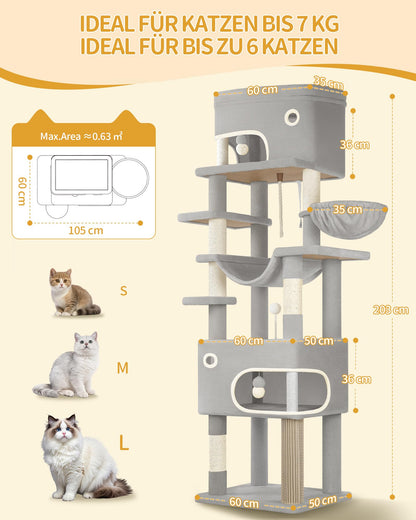 Hzuaneri MS20318LG Kratzbaum - 203 cm, Hellgrau