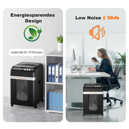 Bonsaii C283 Aktenvernichter – 200 Blatt Auto-Einzug P-4 Mikroschnitt