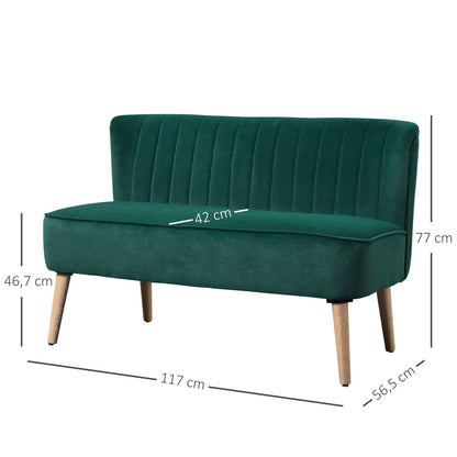 HOMCOM 2-Sitzer Stoffsofa Polstersofa – Dunkelgrün