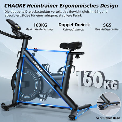 CHAOKE Profi Heimtrainer Fahrrad – App, Leise & Magnetwiderstand