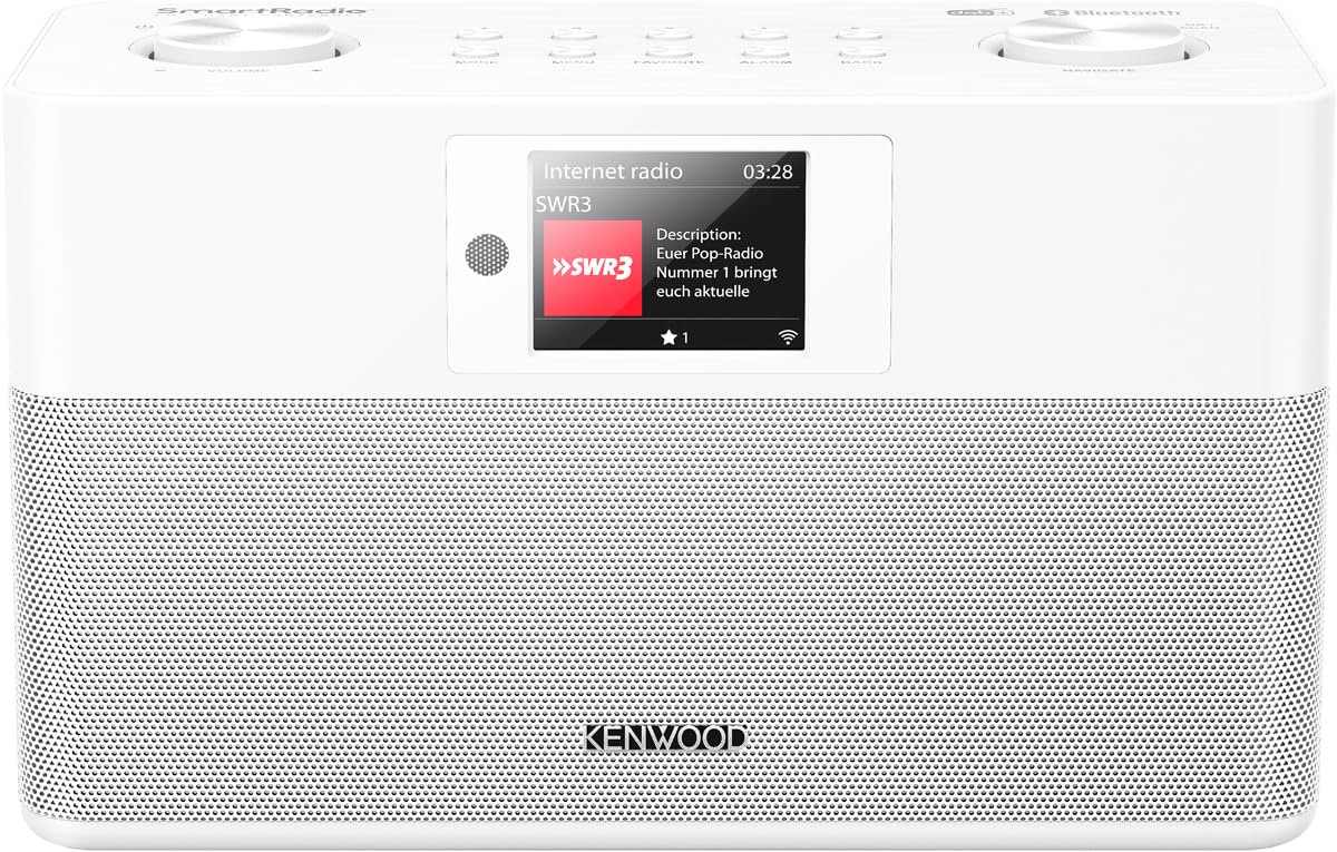 Kenwood CR-ST100S-W Digitalradio DAB+/UKW für Zuhause - Weiss. Weisses Kompaktradio. Empfängt DAB+/UKW-Sender.