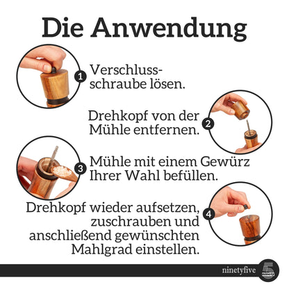 ninetyfive® Salz- & Pfeffermühlen Set Akazienholz 21cm