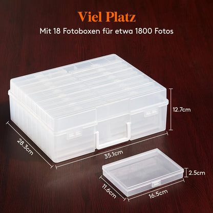 Lifewit Fotoaufbewahrungsbox mit 18 Fotoboxen für 10,1 x 15,2 cm Fotos