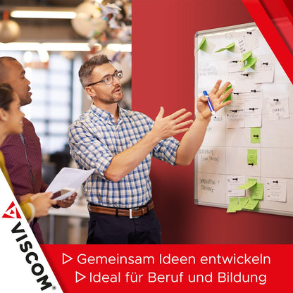 VISCOM Whiteboard magnetisch - Beschreibbare Magnettafel 90x120 cm
