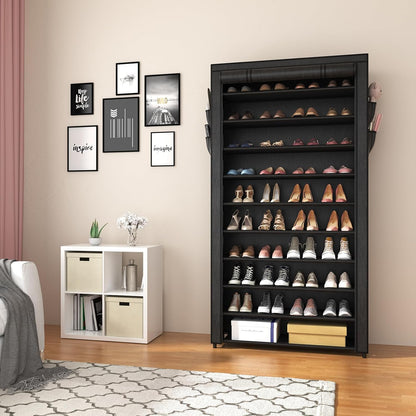 Vicye Schuhregal 11 Ebenen mit staubdichtem Überzug, schwarz