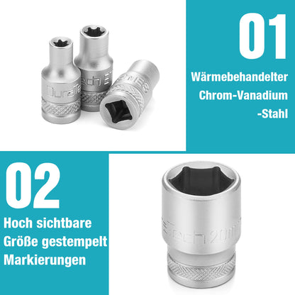 DURATECH Steckschlüsselsatz 108-tlg. - 1/2" & 1/4" Antrieb