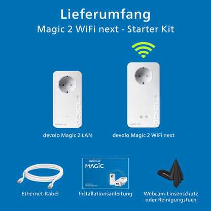 Devolo Magic 2 WiFi next WLAN Powerline Adapter Starter Kit, weiss