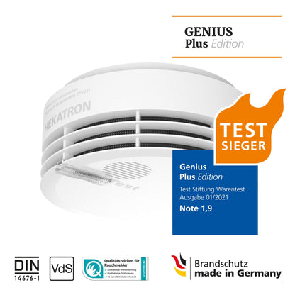 Hekatron Genius Plus Rauchmelder - 6er Pack inkl. Klebepad