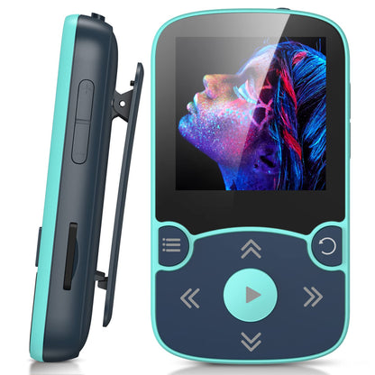 AGPTEK MP3-Player Bluetooth 32GB mit Clip, 1,5-Zoll-Display, Blau, Musikplayer mit Armband für Sport und Reisen