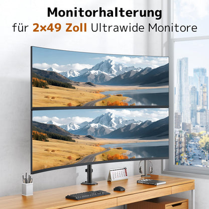PROFIX Monitor Halterung Vertikal 2 Bildschirme 17-49 Zoll, Schwarz
