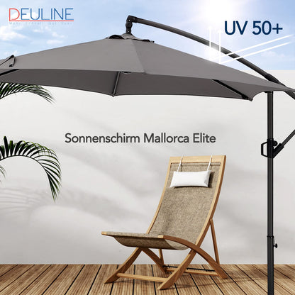 Deuline® Mallorca-Elite Ampelschirm – Ø300 cm 360° drehbar