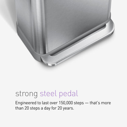 simplehuman CW2024 Rechteck Treteimer 45L gebürsteter Stahl