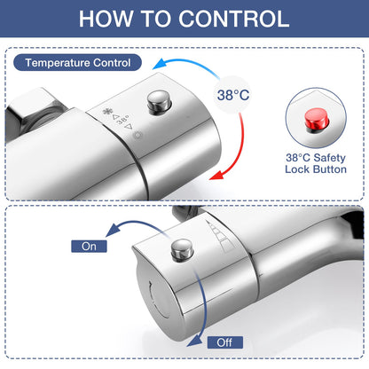 Premium Thermostat Badewannenarmatur Aufputz - Chrom