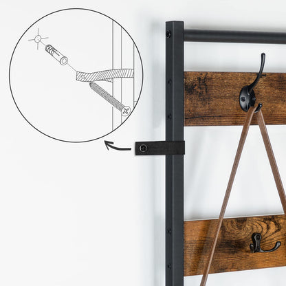 HOOBRO Garderobenständer mit Schuhregal – Dunkelbraun EBF80MT01G2