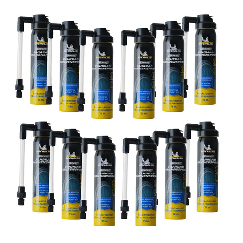 MICHELIN EXPERT Pannenspray – Fahrrad Reifendichtmittel 12 x 75 ml. Aerosoldosen zur schnellen Reparatur und Befüllung platter Fahrradreifen.