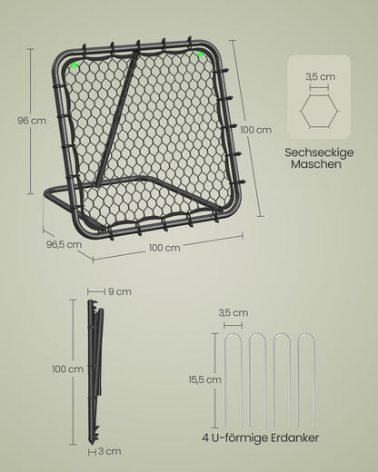 SONGMICS Fussball-Rebounder für Kinder, winkelverstellbar, schwarz