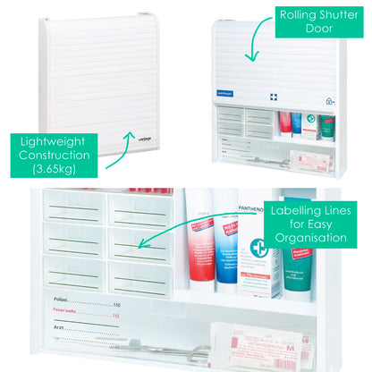 Weinberger Medizinschrank Jalousie - Weiss, abschliessbar