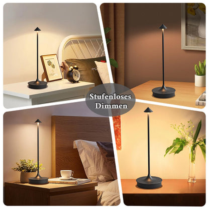 Leomix LED Tischleuchte kabellos, Akku 4000 mAh, Touch dimmbar, IP54