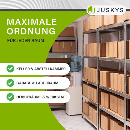Juskys 3er Metall Regalsystem Basic - Schwerlast Silver