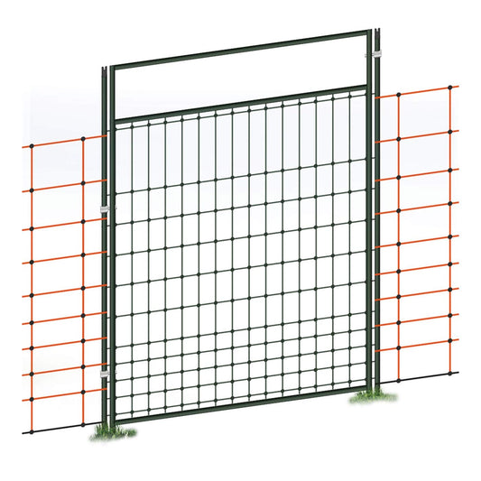 VOSS.farming Elektrifizierbare Weidezaunnetz Tür, 125cm x 86cm. Rechteckig, grün. Für Zugang durch Elektrozaun.
