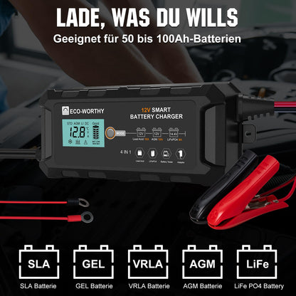 ECO-WORTHY 10A 12V LiFePO4 Autobatterie Erhaltungsladegerät