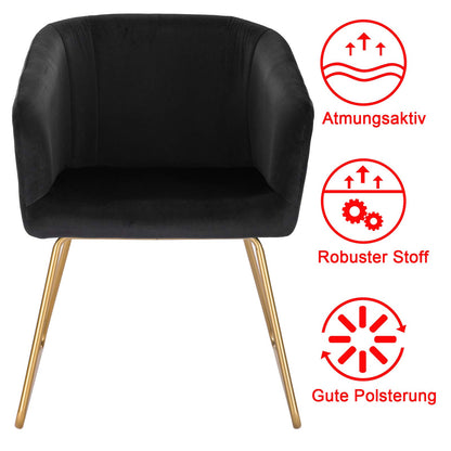 WOLTU BH271sz-1 Esszimmerstuhl - Samt Schwarz Gold Beine