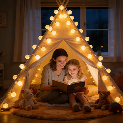 Ciskotu LED Lichterkette Baumwollkugeln, 8 m, 16 Kugeln, dimmbar